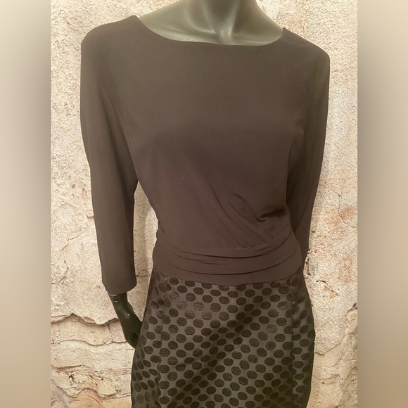 Chaps Ralph Lauren Black Polka Dot Cocktail Dress - Picture 2 of 6